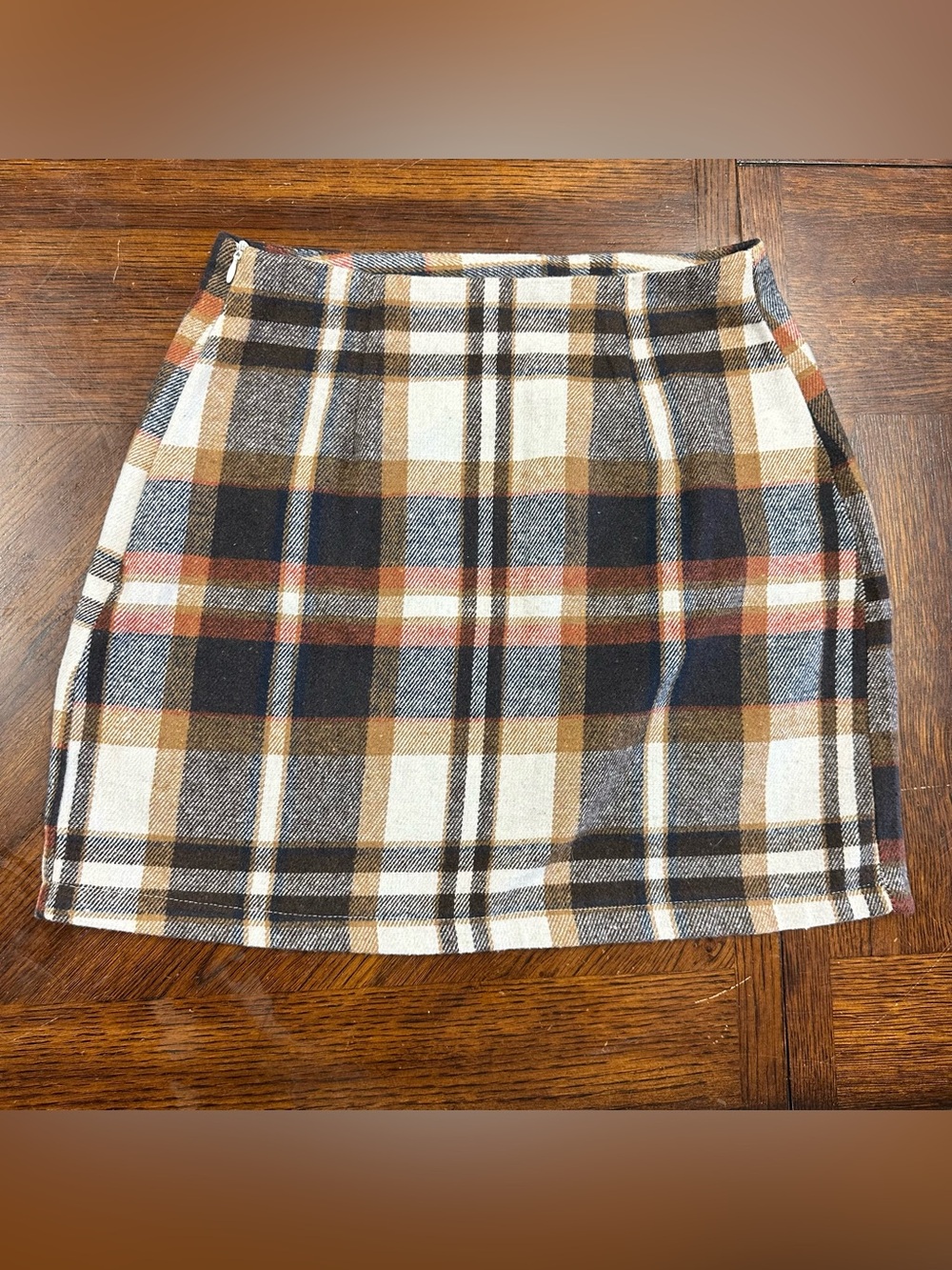 SHEIN Brown Plaid High Waisted Bodycon Mini Skirt M